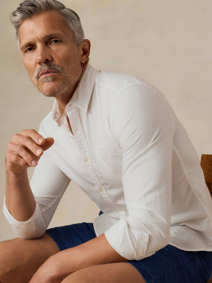 Long-Sleeve Weightless Cotton Shirt - Pure White