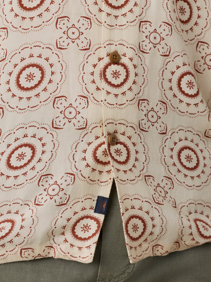 Short-Sleeve Bali Camp Shirt - Cream Sunburst Bloom