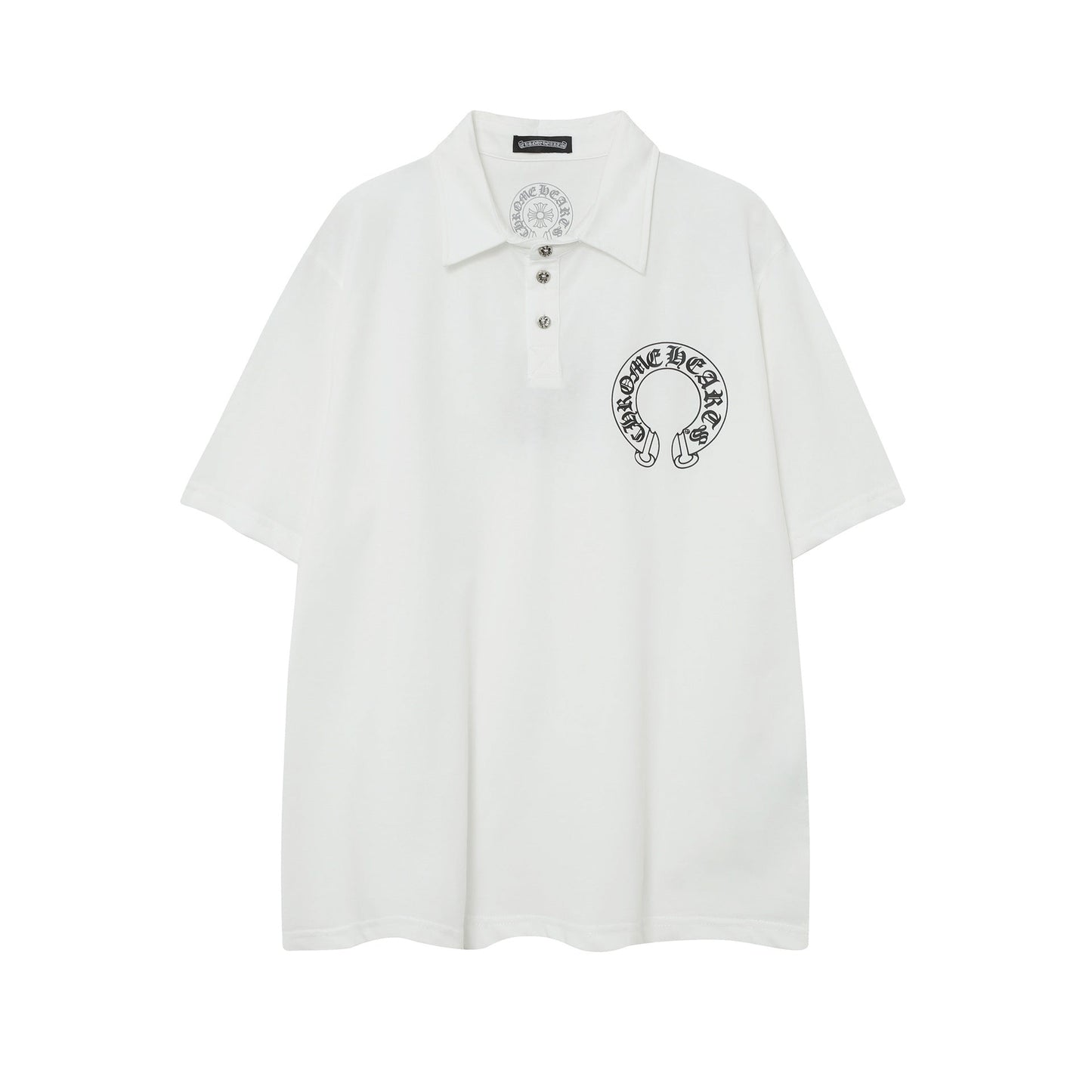 CHH Chrome Heart T Shirts Sanskrit horseshoe print polo shirt short sleeve