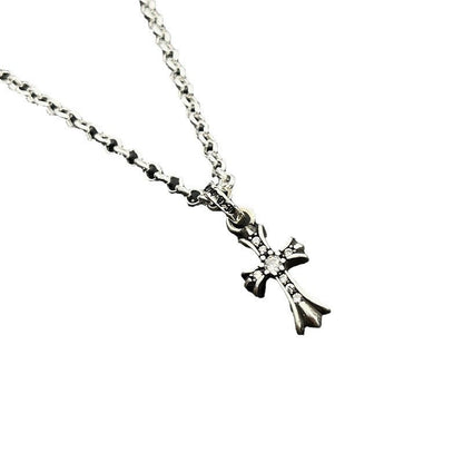 Chrome Hearts Necklace Vintage Cross Men's and Women's Colored Diamond Pendant