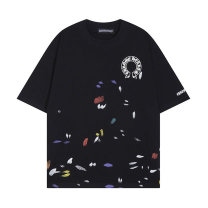 CHH Chrome Heart T Shirts Croix Cross Sanskrit Embroidery Versatile Casual Loose