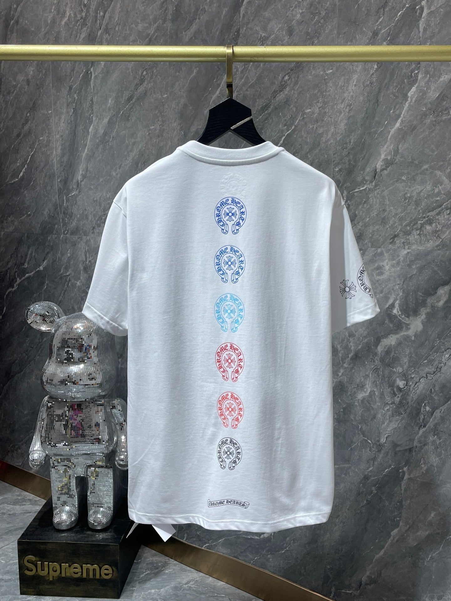 Chh Chrome Hearts T Shirts Rainbow gradual change Horseshoe Sanskrit Casual Short Sleeve T-Shirt