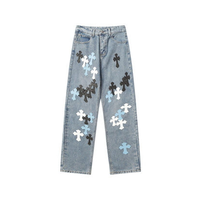CHH Chrome Hearts Jeans Unisex Casual Loose Jeans