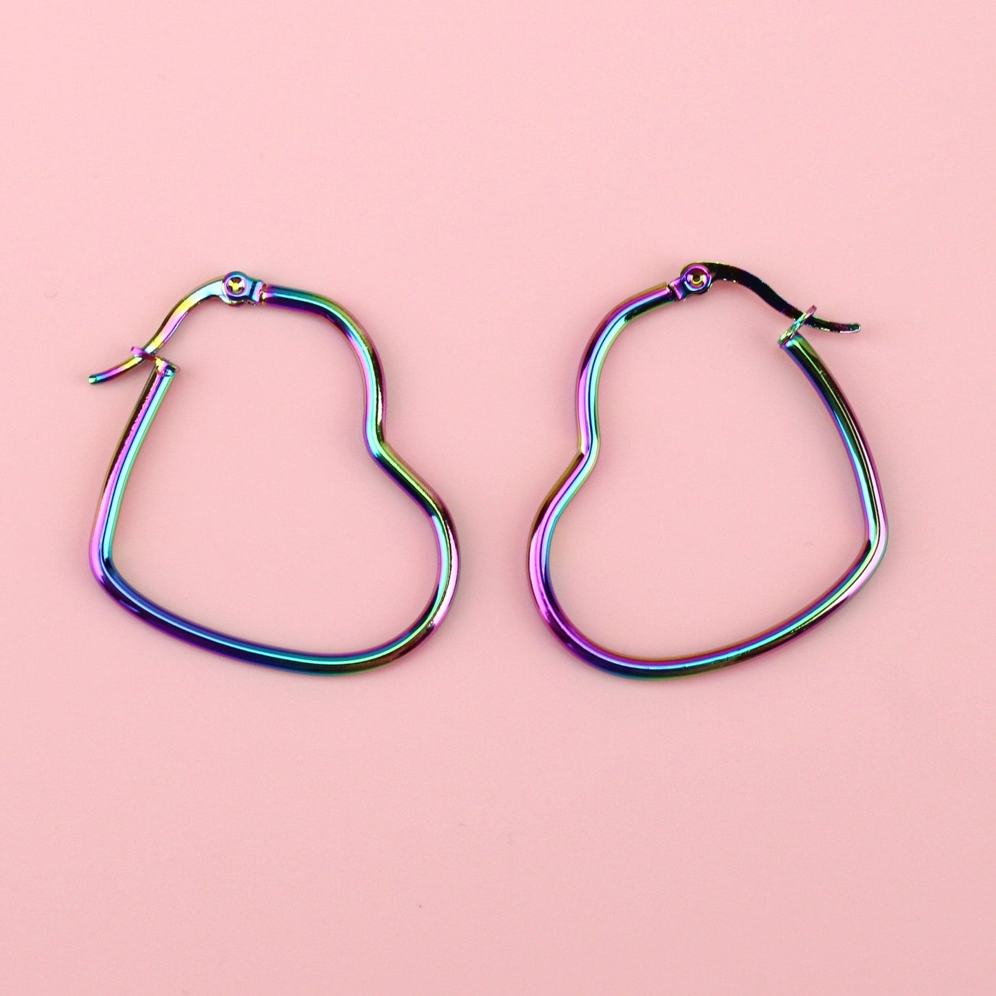 Rainbow Heart Hoop Earrings