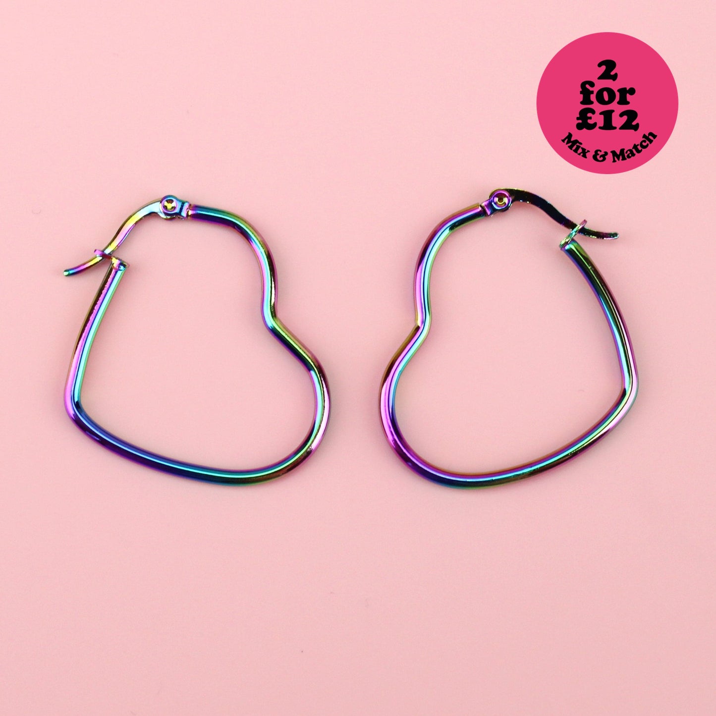 Rainbow Heart Hoop Earrings