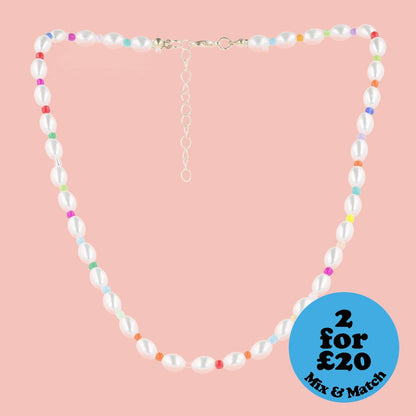 Rainbow Pearl Necklace