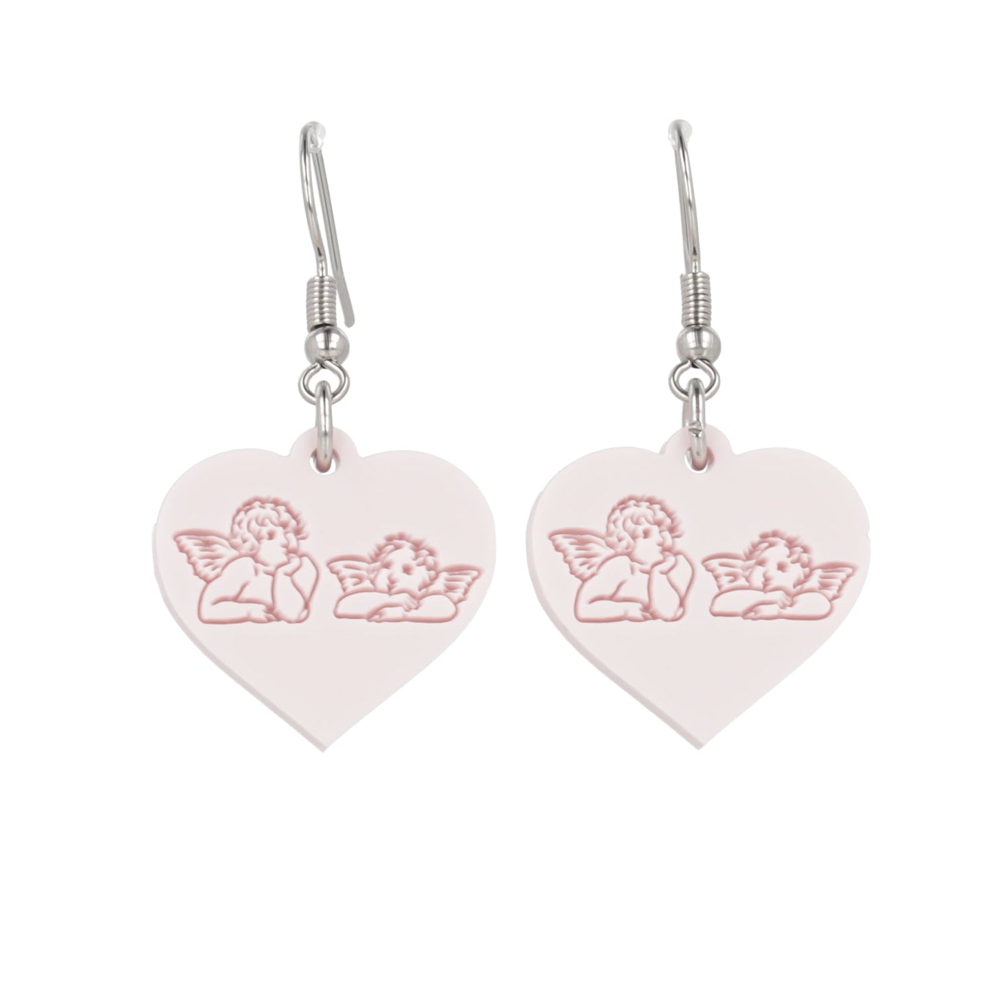 Raphael's Angels Heart Earrings - Marshmallow Pink