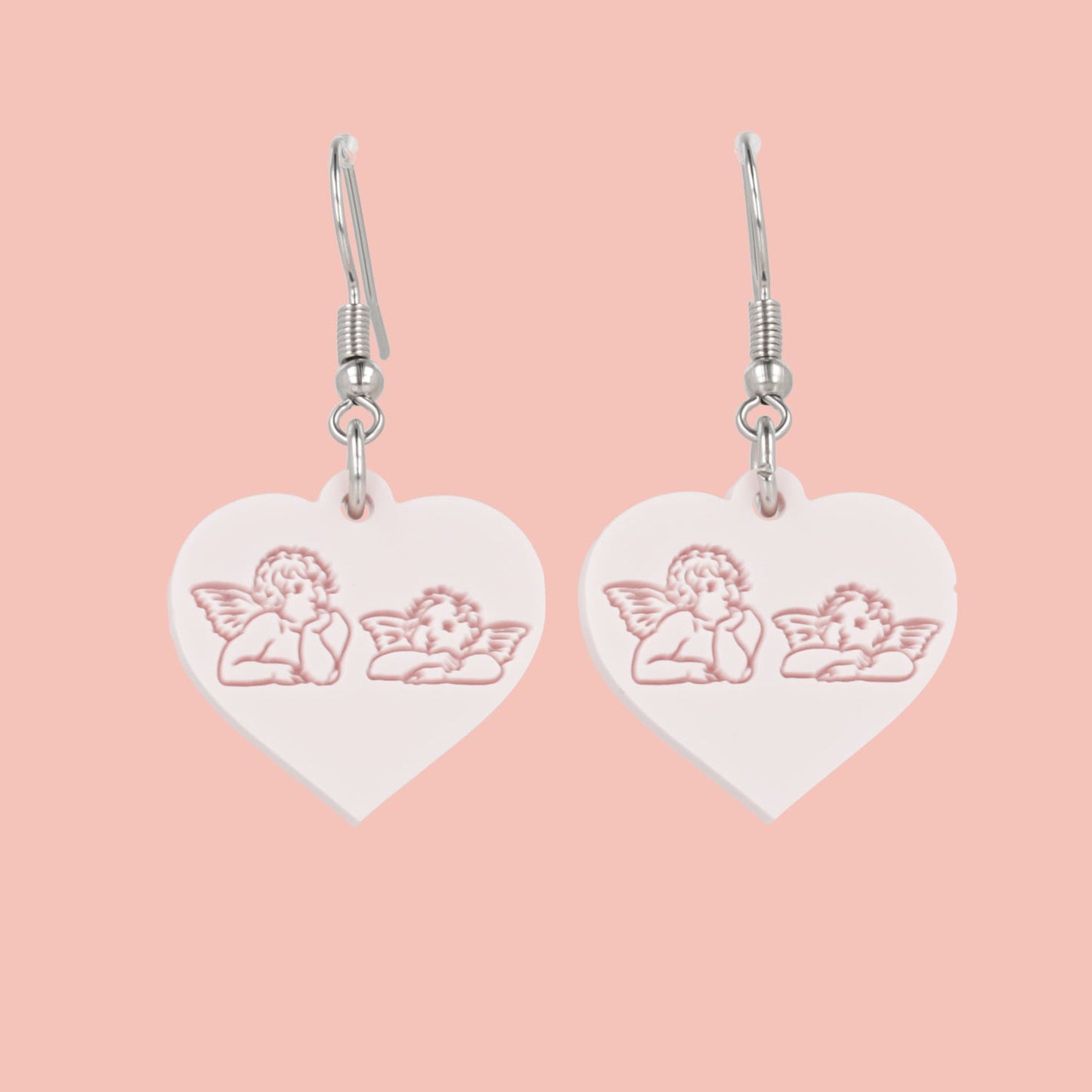 Raphael's Angels Heart Earrings - Marshmallow Pink