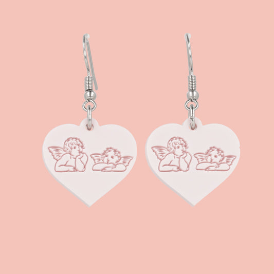 Raphael's Angels Heart Earrings - Marshmallow Pink