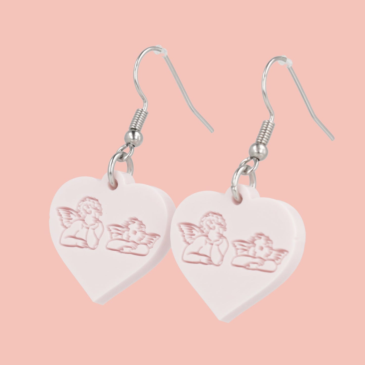 Raphael's Angels Heart Earrings - Marshmallow Pink