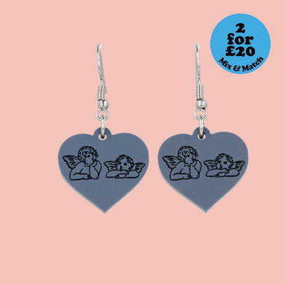 Raphael's Angels Heart Earrings - Midnight Blue