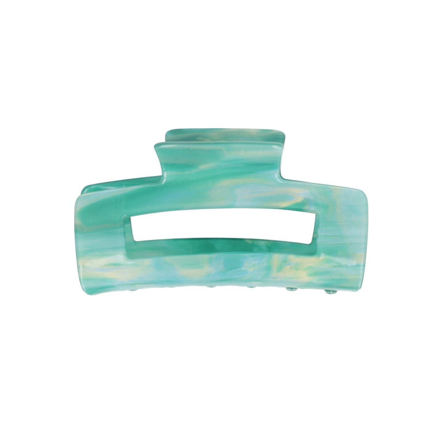 Rectangular Hair Clip - Green Marble