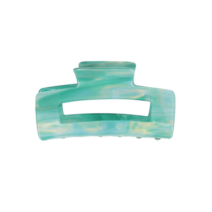 Rectangular Hair Clip - Green Marble