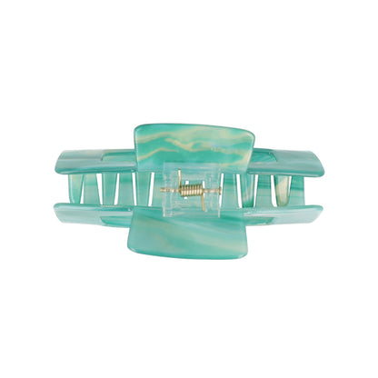 Rectangular Hair Clip - Green Marble