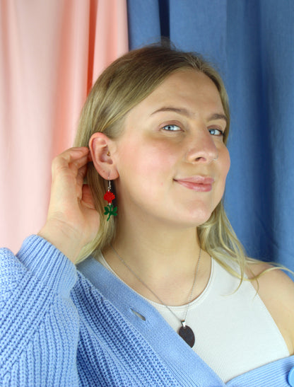Red Rose Earrings