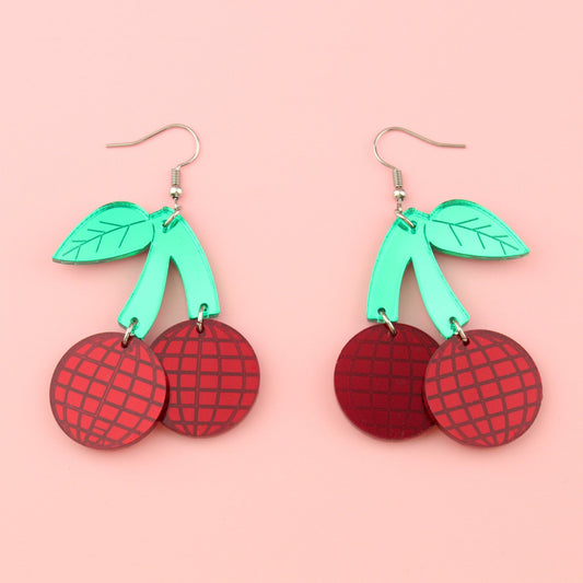 Red Disco Cherry Earrings