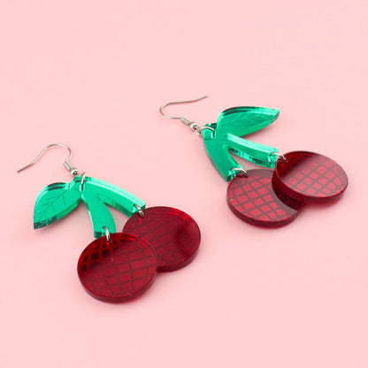 Red Disco Cherry Earrings