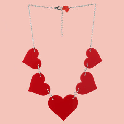 Red Heart Collar Necklace