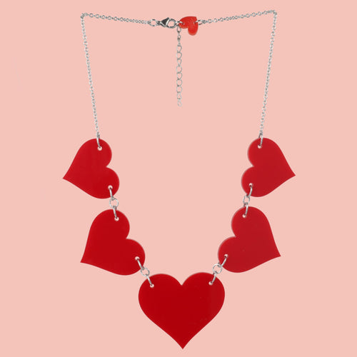 Red Heart Collar Necklace