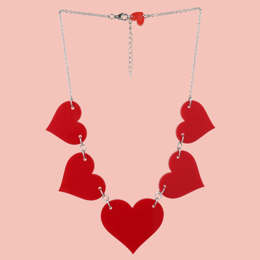 Red Heart Collar Necklace