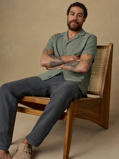 Linen Drawstring Pant - Washed Black