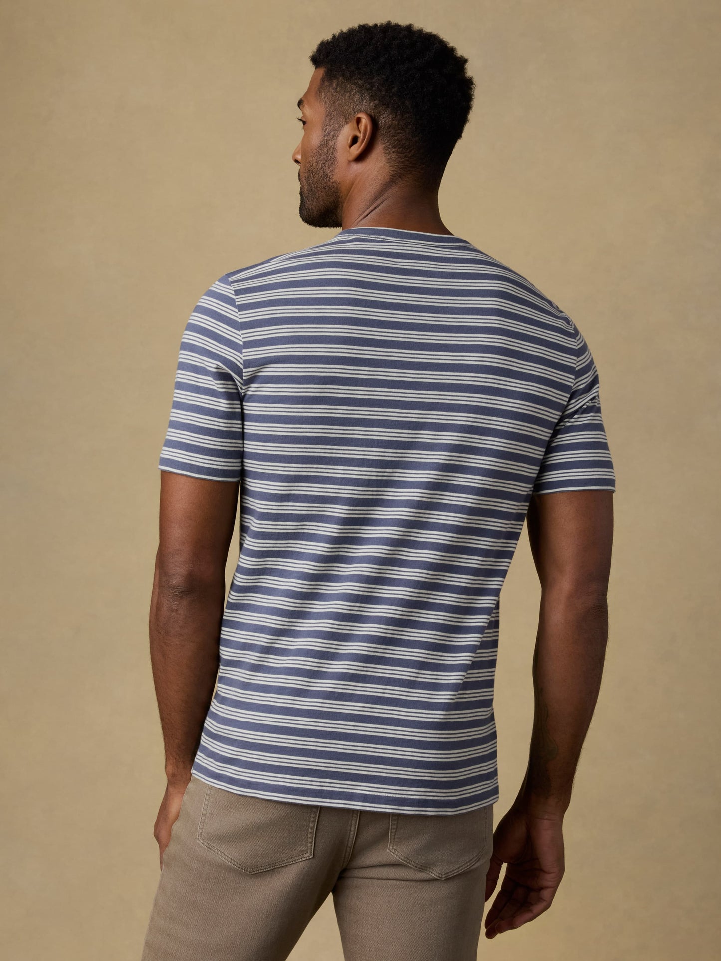 Sunwashed Regenerative Tee - Whitecap Navy Stripe