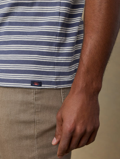 Sunwashed Regenerative Tee - Whitecap Navy Stripe