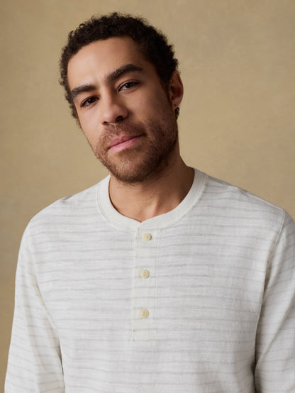 Sunwashed Organic Henley - Ivory Rock Stripe
