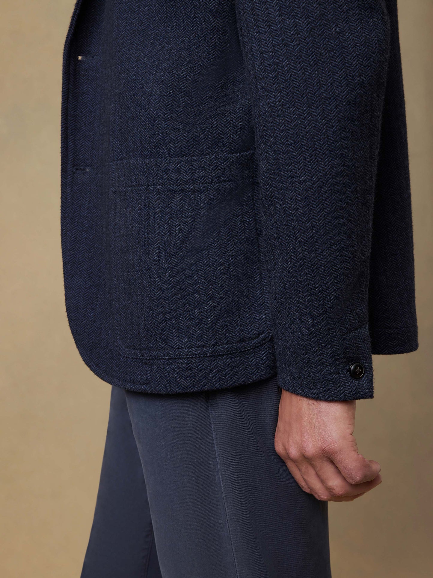 Inlet Knit Tweed Blazer - Navy Twilight Herringbone