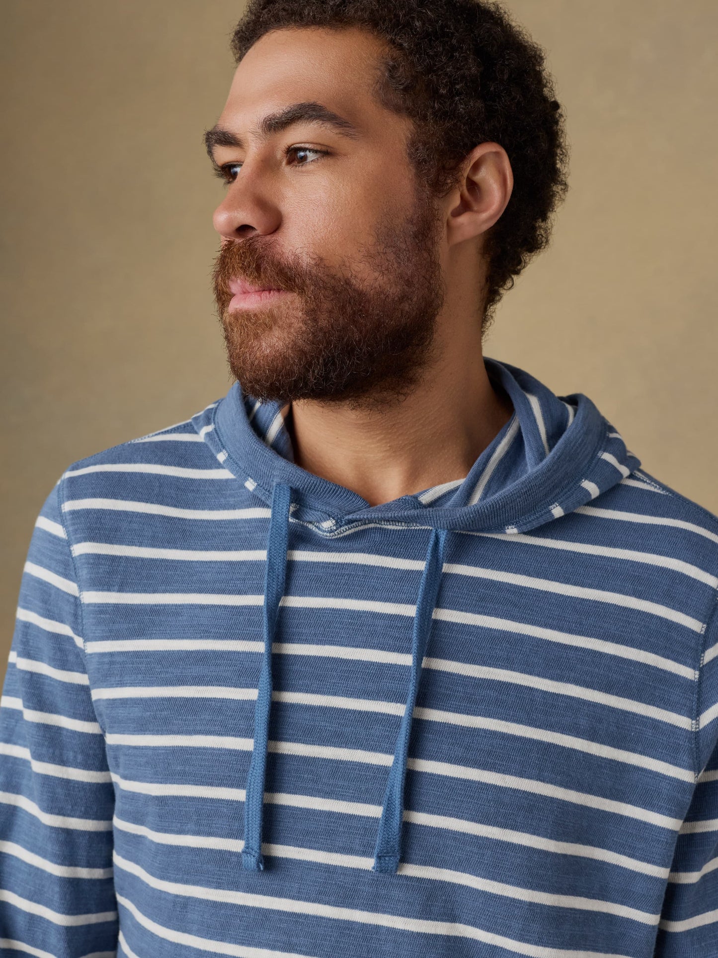 Sunwashed Organic Hoodie - Breaker Blue Breton Stripe