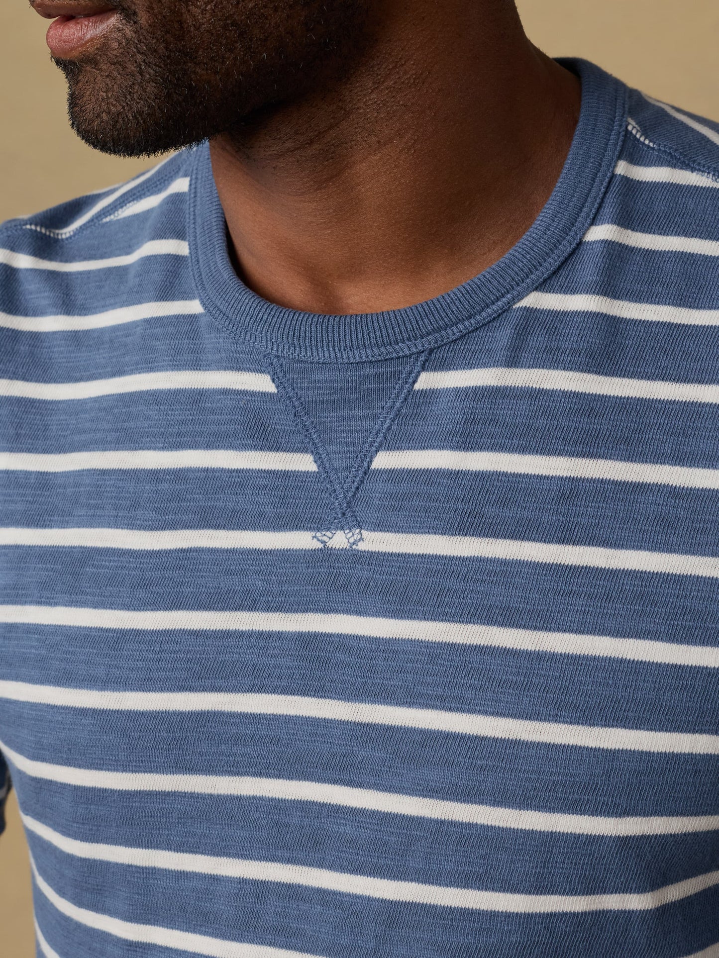 Sunwashed Organic Crew - Breaker Blue Breton Stripe