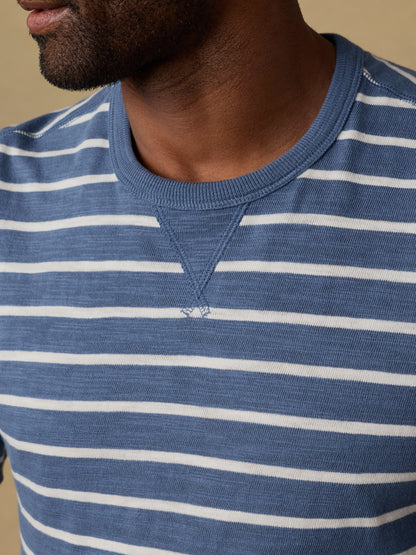 Sunwashed Organic Crew - Breaker Blue Breton Stripe