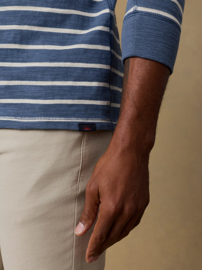 Sunwashed Organic Crew - Breaker Blue Breton Stripe