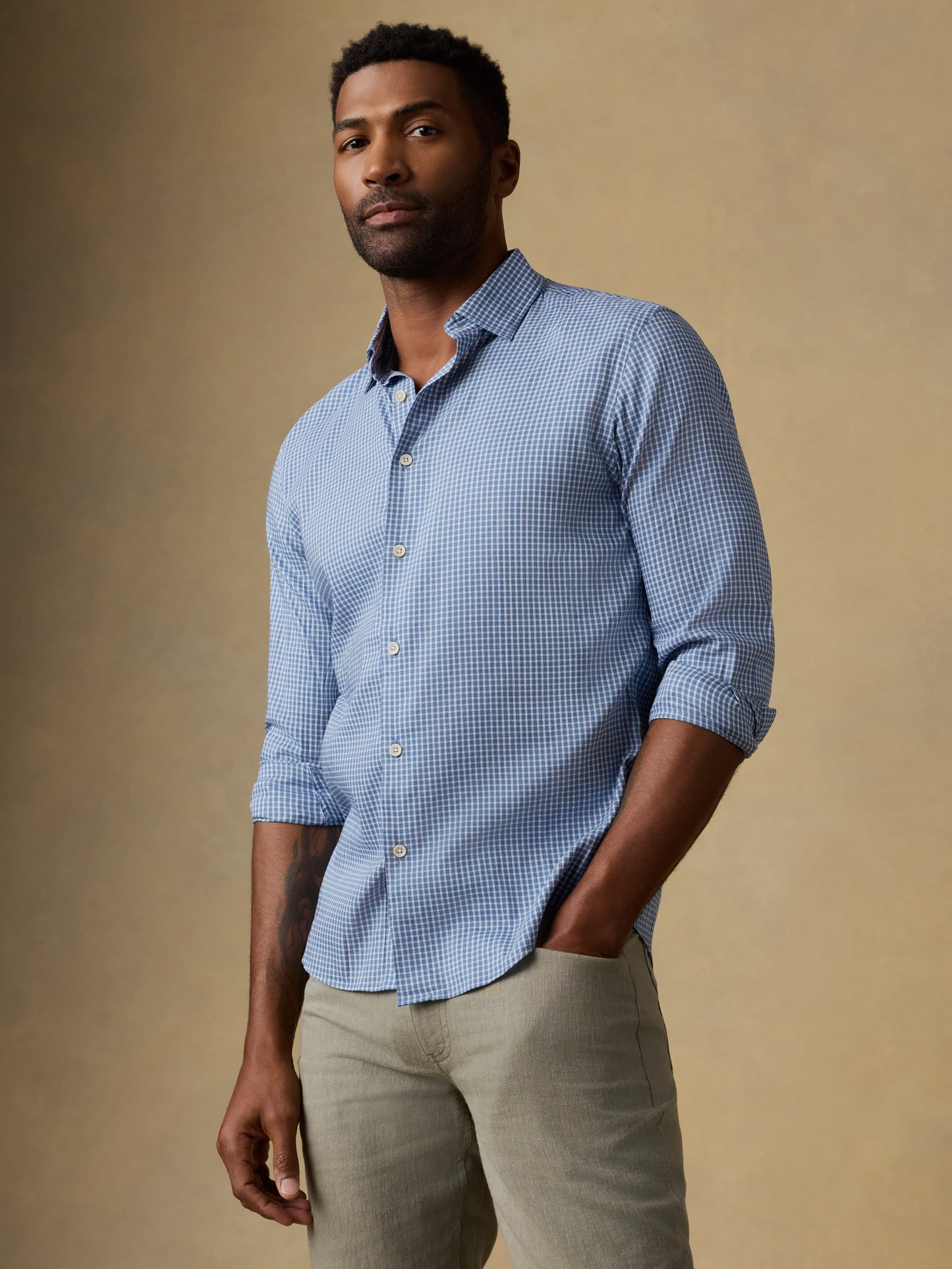 Movement™ Monterey Shirt - White Blue Check