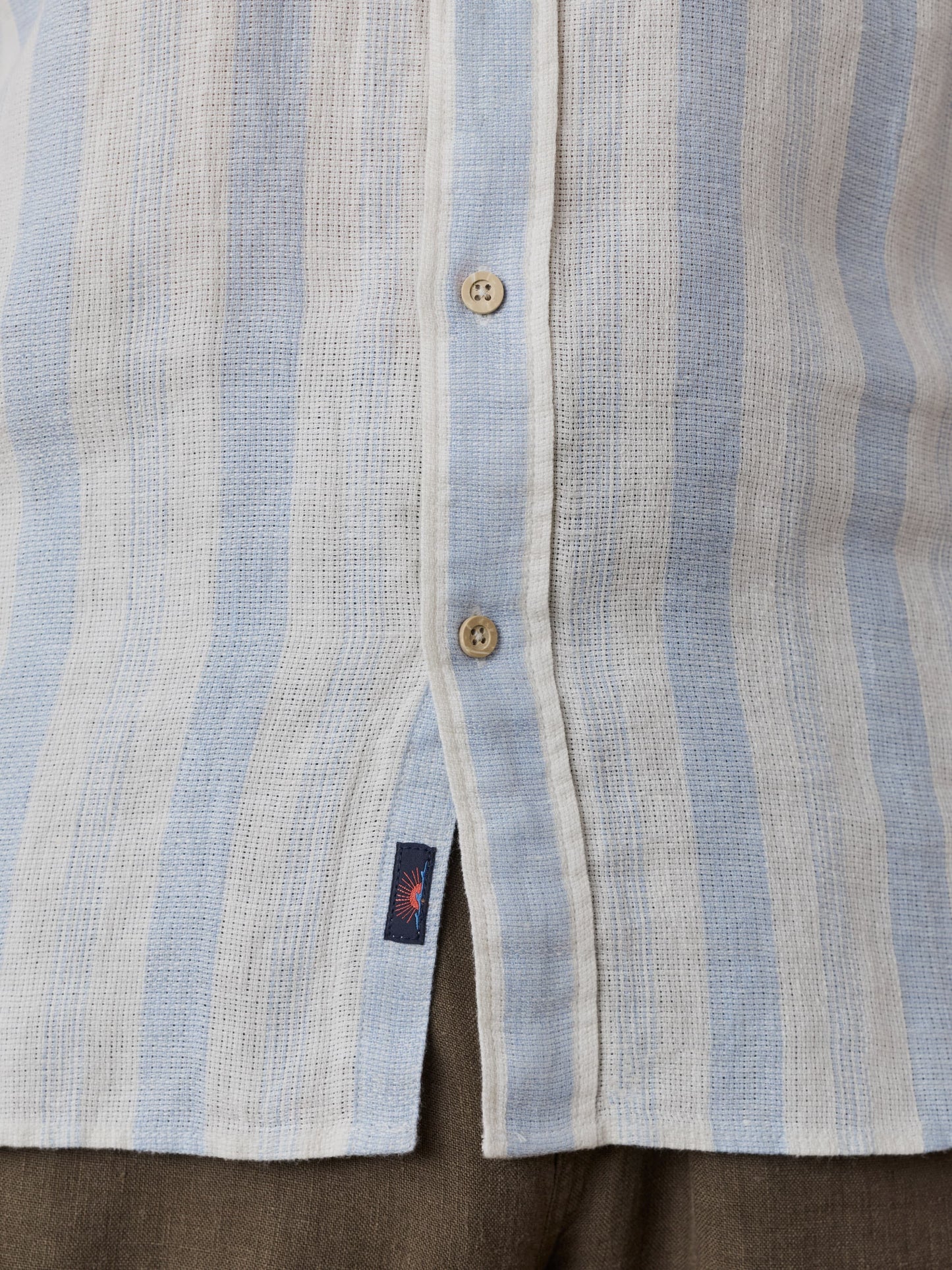Short-Sleeve Palma Linen Shirt - Island Blue Stripe