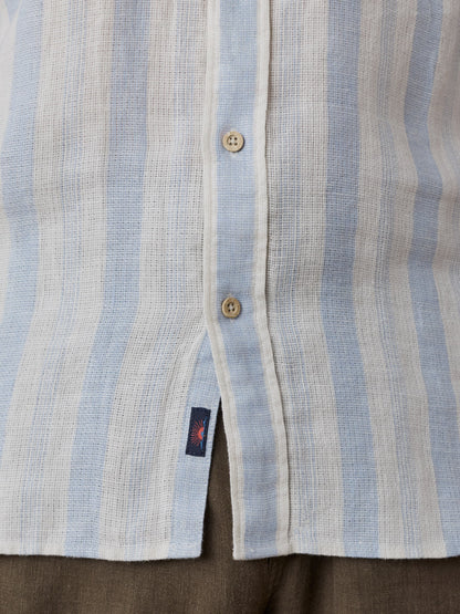 Short-Sleeve Palma Linen Shirt - Island Blue Stripe