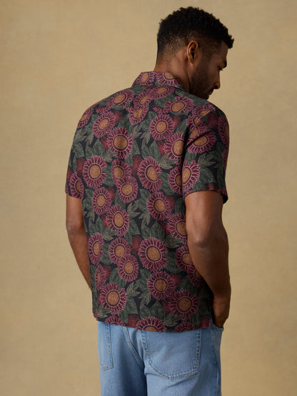 Short-Sleeve Reserve Basque Camp Shirt - Black Floral Road