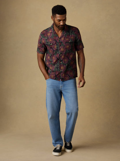 Short-Sleeve Reserve Basque Camp Shirt - Black Floral Road