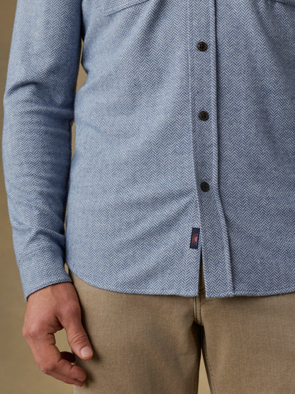 Legend™ Sweater Shirt - Dusty Blue Herringbone