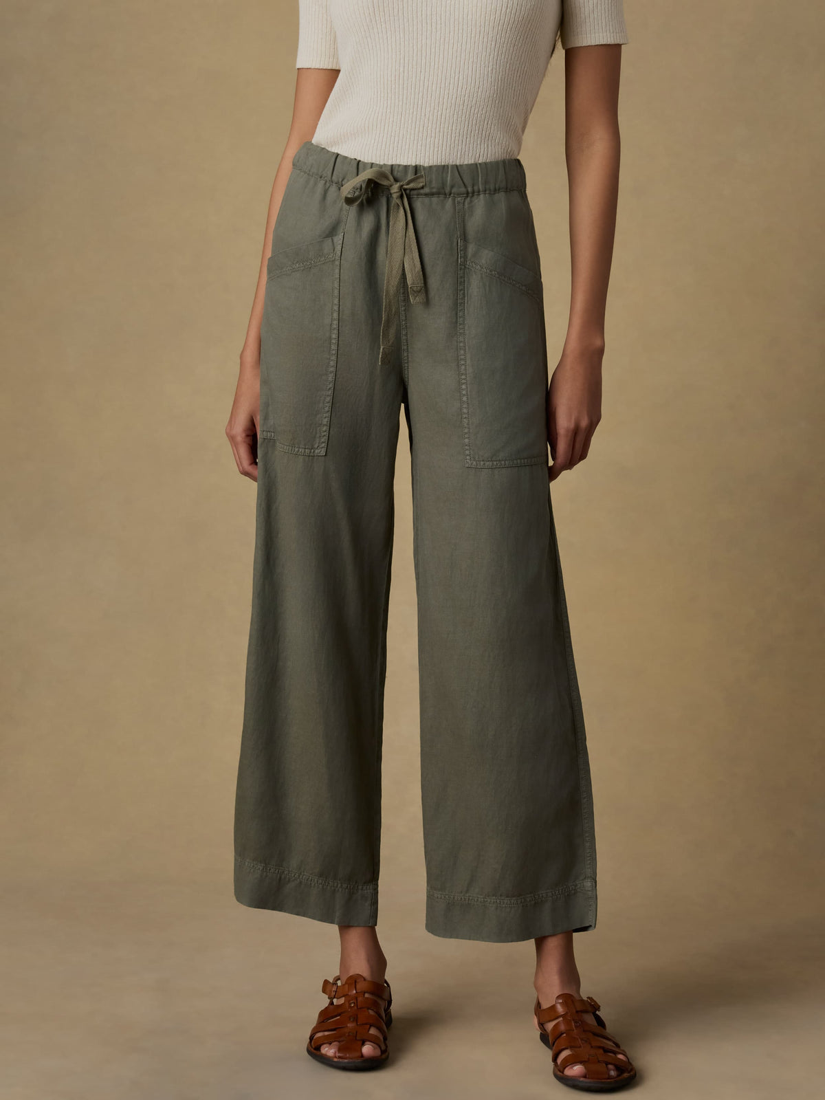 Topanga Drape Ankle Pant - Thyme