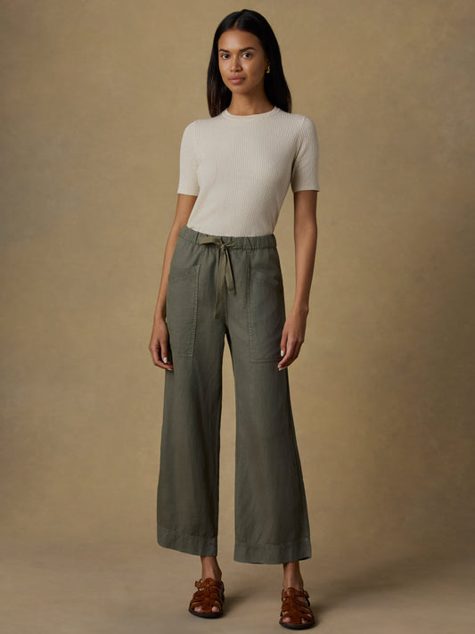 Topanga Drape Ankle Pant - Thyme