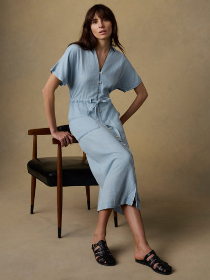 Tried & True Oakley Midi Dress - Arctic Sea Wash