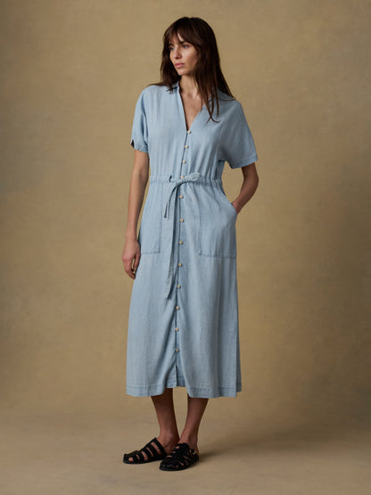 Tried & True Oakley Midi Dress - Arctic Sea Wash