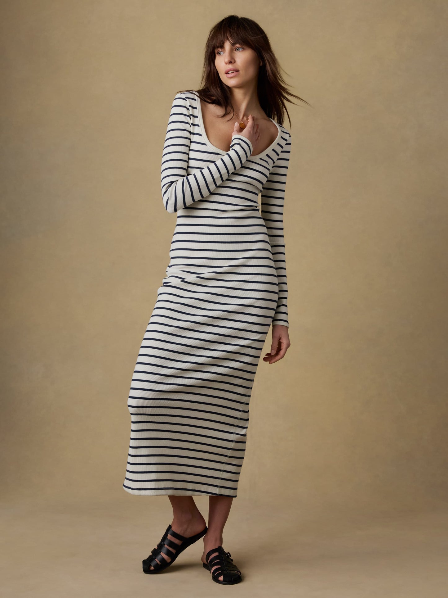 Surfside Rib Maxi Dress - Salt Air Stripe