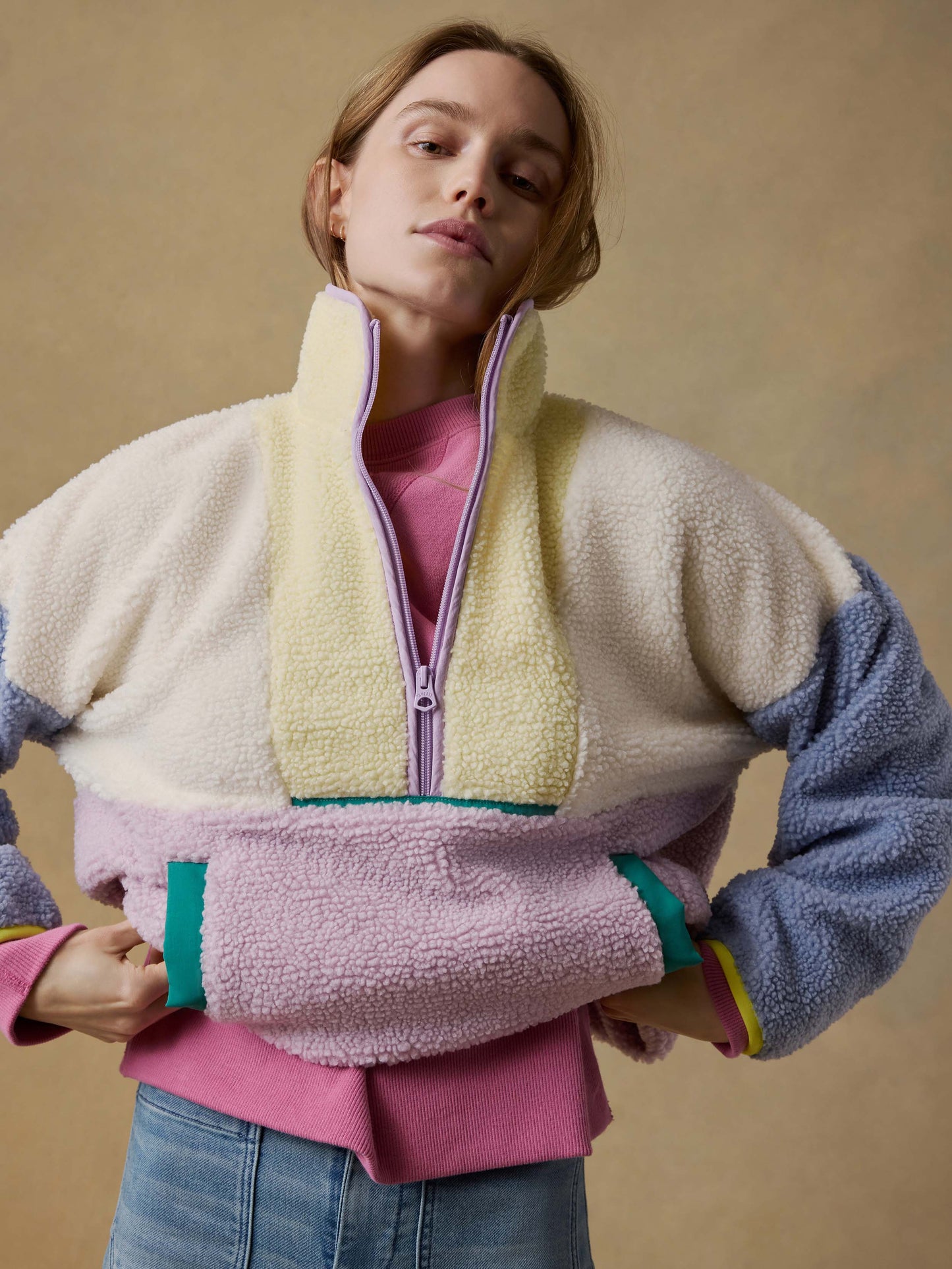 Fireside Fleece Pullover - Pastel Sunset