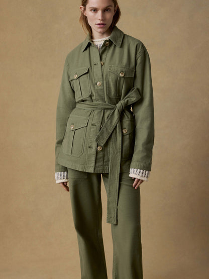 Soft Stretch Safari Jacket - Moss