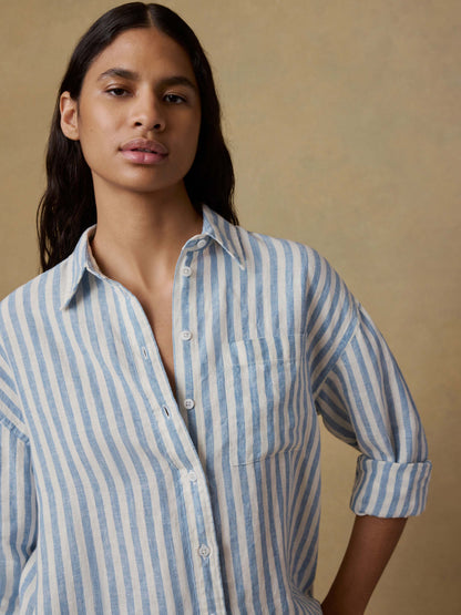 Laguna Linen Relaxed Shirt - Ocean Lucy Stripe