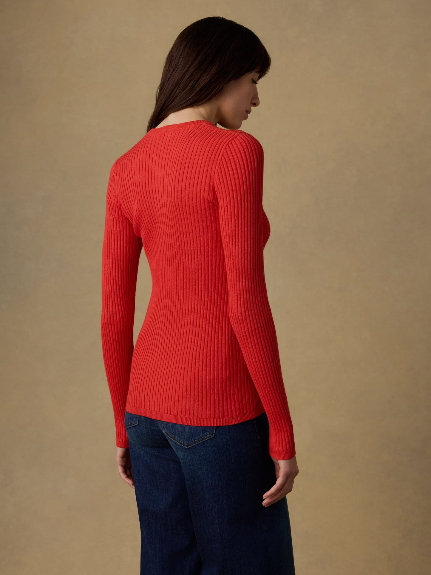 Miramar Linen Crewneck Cardigan - Poppy Red