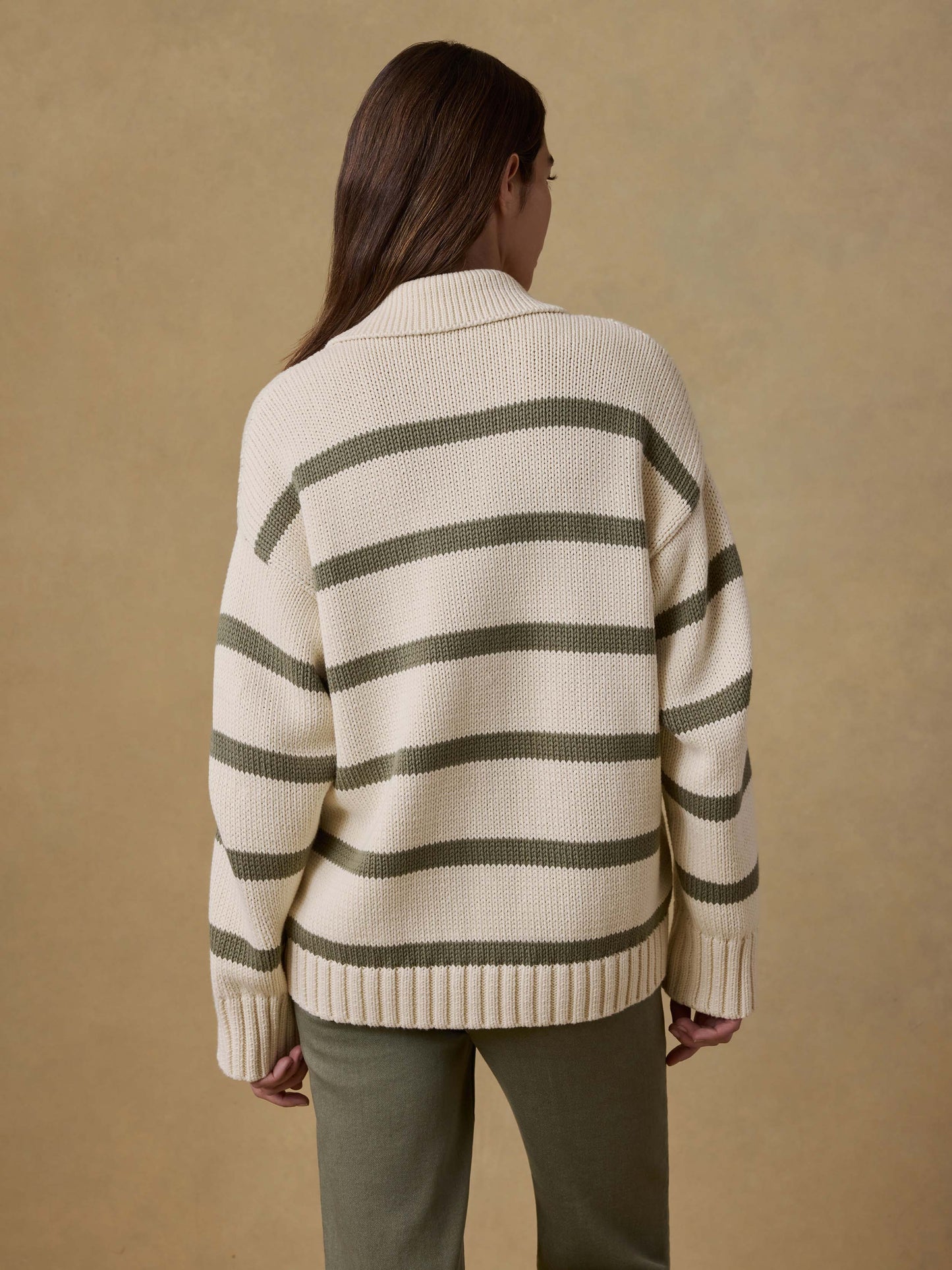 Sunwashed Cotton Polo Sweater - Antique Stripe
