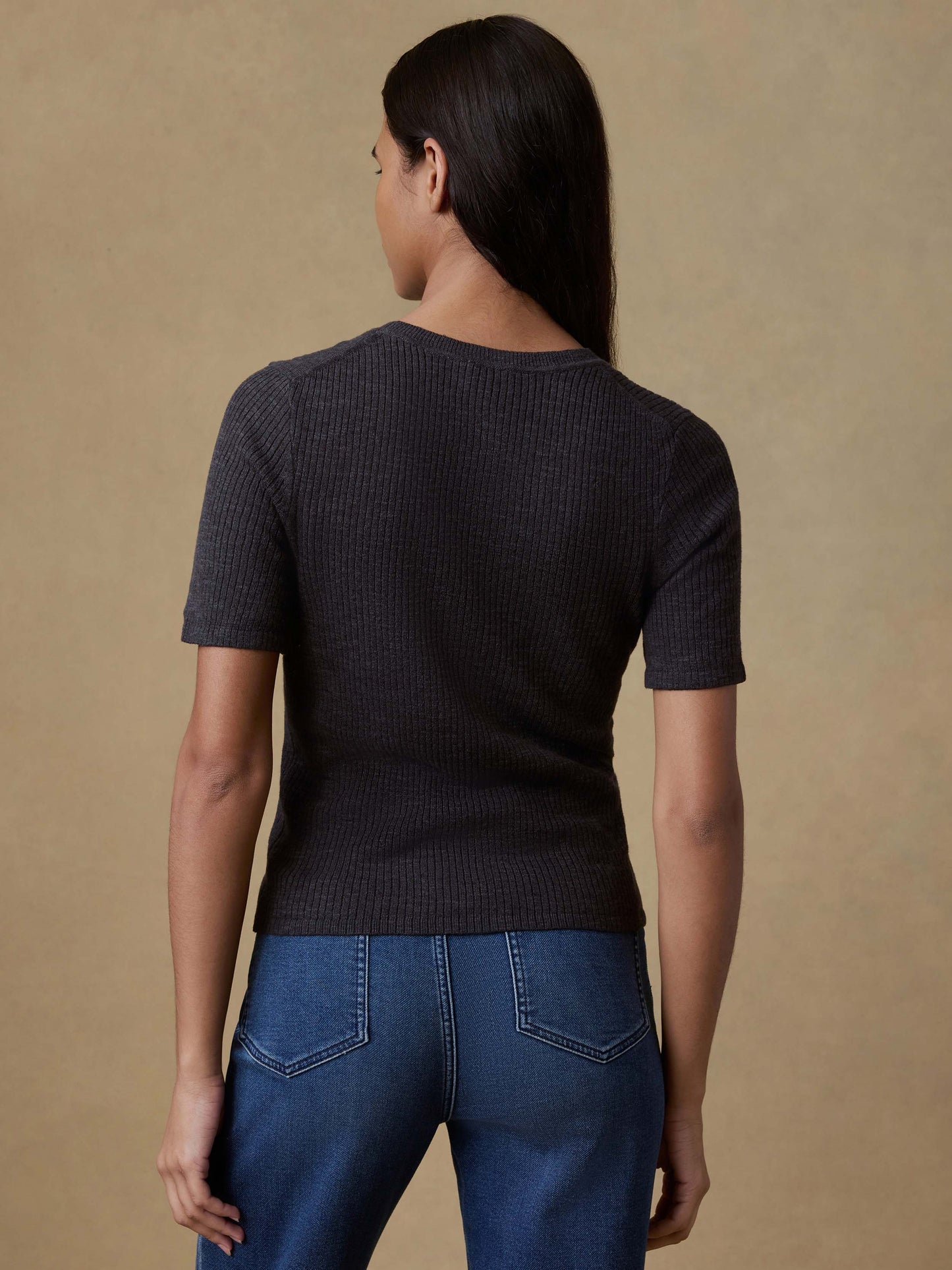 Miramar Linen Mini Rib Tee - Washed Black